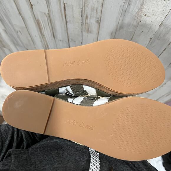 Violet & Red Capree Woven Braid Wedge Sandals Olive Green Women's Size 8.5 NWOB - Picture 5 of 7